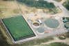 A leachate treatment plant with a reed bed (left)